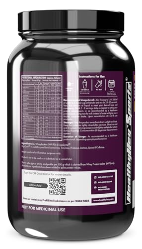 Image of HealthyHey Sports ISO Whey Protein - ISOReal (Sourced From Germany) - 90% Protein with Digestive Enzymes - (Unflavoured - 1 kg)
