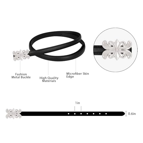 Image of Aurolran Women's Leather Belt with Buckle - Ideal for Dresses, Jeans, and Coats