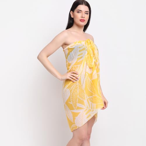 Image of EROTISSCH Women's Poly Georgette One-Piece Swimsuit Cover-Up Sarong, Made of 100% Polyester, Quick-Dry, Lightweight Beachwear for Girls with Adjustable Halter Neck, Suitable for Beach,Resort&Pool