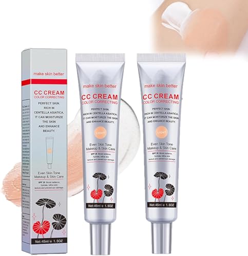 Soltera Cc Cream,Korean Color Changing Cc Cream- 2 In1 Skincare & Makeup,Hydrating Foundation with Multi-purpose Pre-Makeup Primer Moisturizing Long-Lasting Facial Concealer (Light*2)