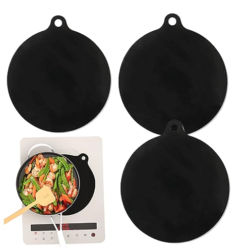 Induction Hob Protector 3Pcs Silicone Induction Cooktop Mat 8.66x9.84 Inch Heat Resistant Round Glass Top Cover for Electric Stove Burner Induction Stove Home Accessories