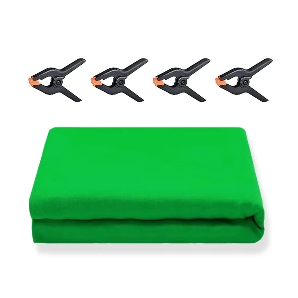 Telón de fondo de pantalla verde grande de 3 x 20 pies para fotografía, cortina plegable de poliéster verde con dos bolsillos para barra con 4 abrazaderas para fotografía, reuniones de zoom y
