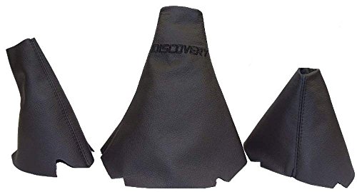 The Tuning-Shop Ltd Fits Land Rover Discovery Series 1 (1995-1998) Or Series 2 (1999-2004) Set of 3 Gaiters Custom Made Boots Black Genuine Italian Leather with Black Logo Edition Embroidery