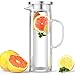 Newbuuloo Caraffa in vetro 1.5L, Caraffa Acqua con coperchio, Trasparente e resistente al calore borraccia in vetro borosilicato, La caraffa è perfetta per latte, succhi di frutta, caffè o acqua calda