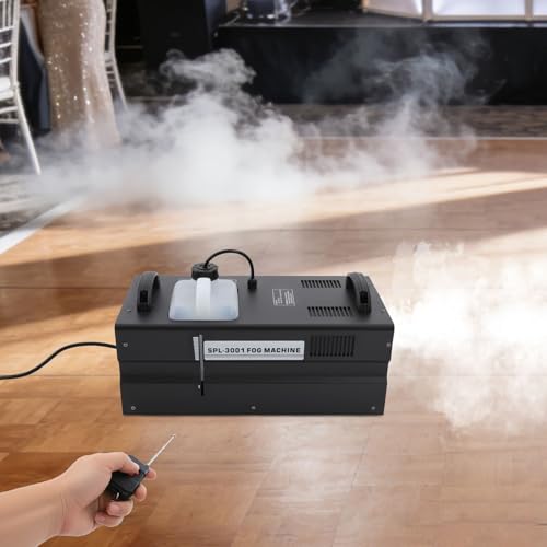 Máquina de humo portátil de 3000 W con control DMX512, panel y mando a distancia, tanque grande de 3 L, diseño fácil de rellenar para bodas, fiestas, discotecas, conciertos y Halloween, enchufe estadounidense, color negro miniatura 3