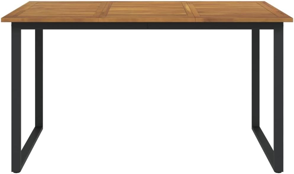 Patio Table with U-Shaped Legs,Garden Tables,Party Tables,Outdoor Dining Tables,Snack Tables,Reading Table,Game Tables,for Balcony,Terrace,Dining Room, 55.1"x31.5"x29.5" Solid Wood Acacia