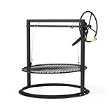 Ash & Ember Santa Maria Style Adjustable Cooking Grate Attachment, Fits 24' Kettle-Style Grills, Open Flame Campfire Cooking Grate, Outdoor Grill Cooking Accessories