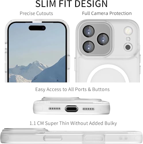 Image of Elzzi Magnetic Magsafe for iPhone 17 Pro Max Case (Compatible with MagSafe) Slim Translucent Matte Shockproof with Anti-Fingerprint Phone Case - Transparent