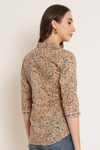 Image of COTLAND Fashions Jaipuri Cotton Floral Printed Shaded Shirt for Women (Top Style)