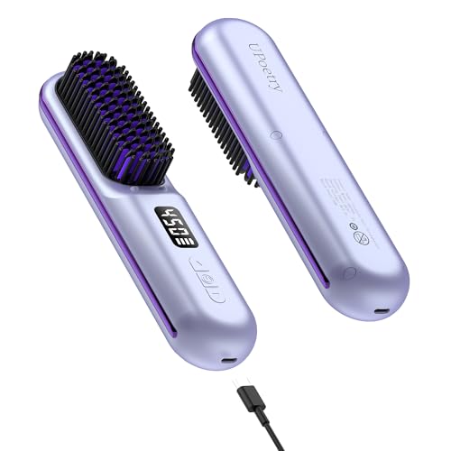 UPoetry Cordless Hair Straightener Brush, USB-C Rechargeable