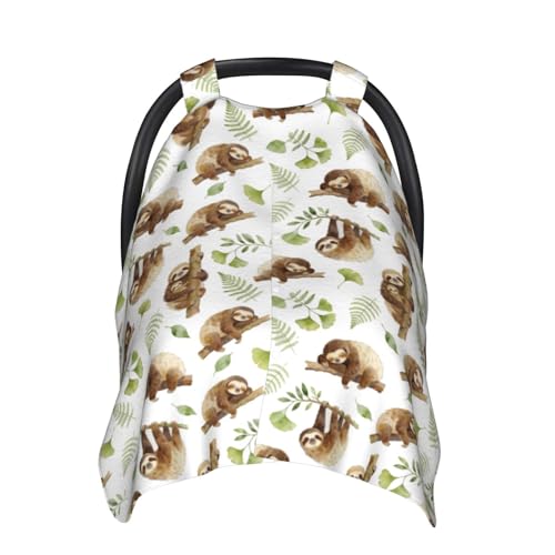 Image of Sloth Baby Car Seat Canopy Cover, Nursing Cover for Newborn, Sloth Baby Stuff for Stroller Cover for All Seasons
