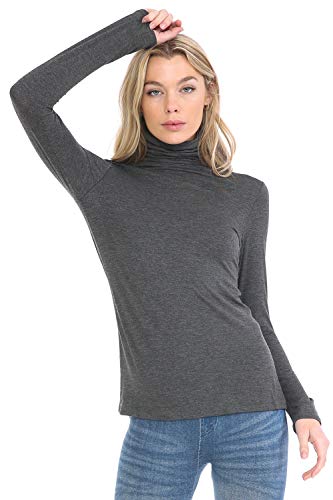 Image of Women's Lightweight Long Sleeve Turtleneck Top Pullover Sweater (S-3XL)
