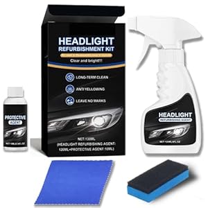 Automotive Headlight Restoration Kit,Headlight Cleaner for Cars,Headlight Refurbishing Kit,Headlight Refurbishing Agent with Headlight Protective Agent,Towel,Sponge
