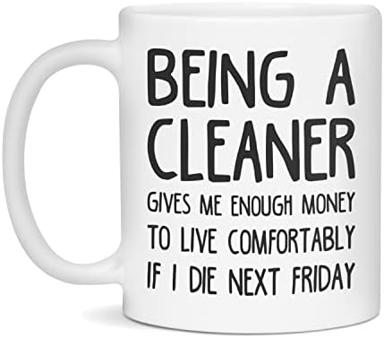 Cleaner coffee mug gift worker appreciation idea low pay pun, 11-Ounce White image 4
