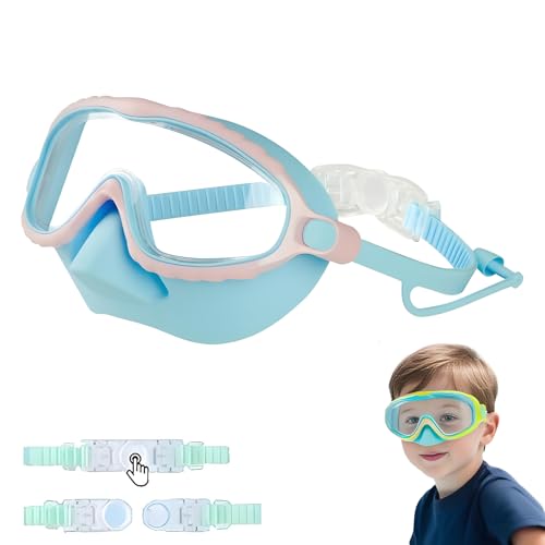 Taucherbrille Kinder,Schwimmbrille Kinder,Taucherbrille für Jungen und Mädchen,Tauchmaske mit Nasenabdeckung,Verstellbar...