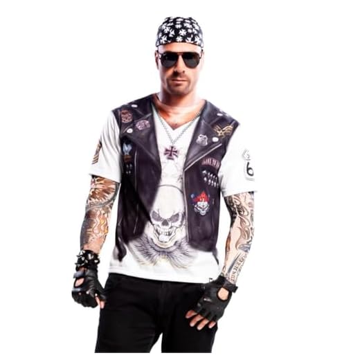 My Other Me - Disfraz de Roquero unisex adulto. Incluye camiseta y mangas estampadas en blanco y negro talla S. Desata tu espíritu rockero en cada fiesta