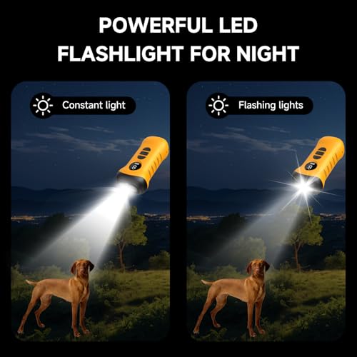 Antibell für Hunde Ultraschall Ferntrainer,40-50 Fuß Antibell Ultraschall Gerät,LED Taschenlampe Modus,Geeignet für kleine, mittelgroße und große Hunde