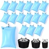 LemonRoad 19-teiliges Poolzubehör-Set beinhaltet 16 Stück Poolabdeckungsgewichte mit Haken, 3 Stück Winter-Gummi-Dehnungsstopfen, dicke PVC-Wasserbeutel für den Außenbereich