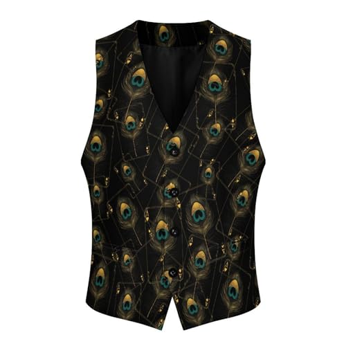 Peacock Feather Card Trendy Vest Suit for Men V Neck Formal Dress Waistcoat Vests Business Slim Fit3