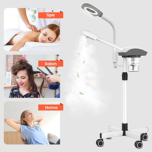 TASALON Professional Facial Steamer Tools for Esthetician, Skin Care and Deep Cleaning, 2 in 1 Face Machine with 3X Magnifying Foldable Arm, Ozone Face Steamer for Facial, Hot Mist Skincare, White - Imagem 8