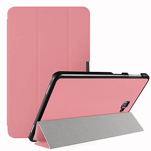 Simpeak Funda Compatible con Samsung Galaxy Tab A 10.1 2016(SM T580 / T585), Carcasa Compatible con Tab A 10.1 Case Multi Angulo Cubierta Folio con el Soporte Reposo Automatico de Despertador,Rosa