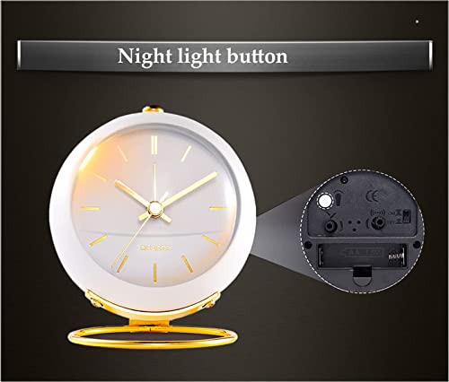 Modern Small Table Clocks, Justup Metal Silent Non-Ticking Nordic Simple Style Roman Digital Desk Clock, Battery Operated Alarm Clock With Hd Glass For Bedroom Living Room Kitchen Indoor Décor (White) #TOP3