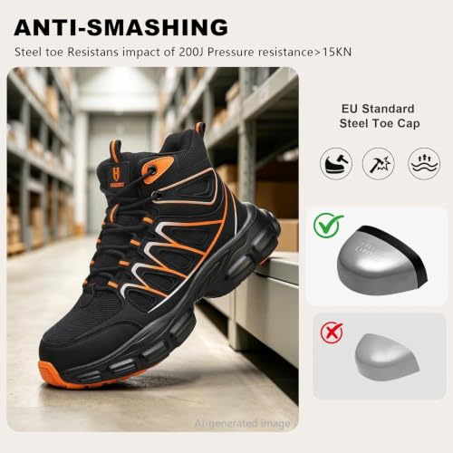Image of Hogent Steel Toe Shoes for Men Women - Non Slip & Lightweight Work Shoes