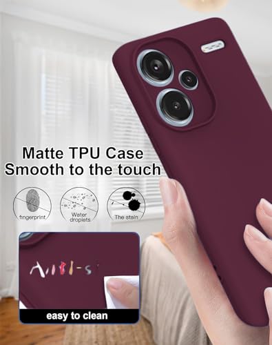 Image of DIZORO Compatible with Mi Redmi Note 13 Pro Plus 5G Back Cover with Upgraded Square Edges for Camera Protection Shockproof Flexible Matte Liquid Silicone Mobile Phone Case (Wine Red)
