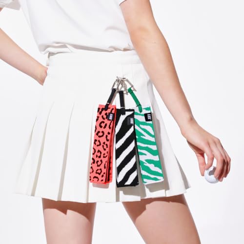 Image of ANDGOLF Pleats Ball Towel, Funky Golf Towel, I Use This Towel to Wash My Ball, Golf Gifts - Golf Accessories, Embroidered Golf Towels for Bags with Clip, Colorful (Green Tiger)