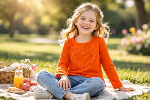 Image of Girls' Heart-Shaped Long Sleeve T-Shirt