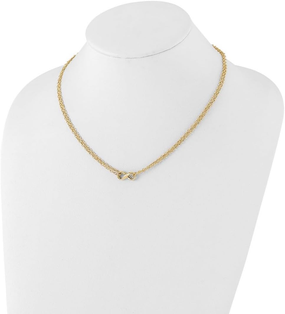 JewelryWeb 16.4mm 14k Solid Yellow Gold Polished 2-strand Infinity Necklace 18 Inch Strand Necklace for Women