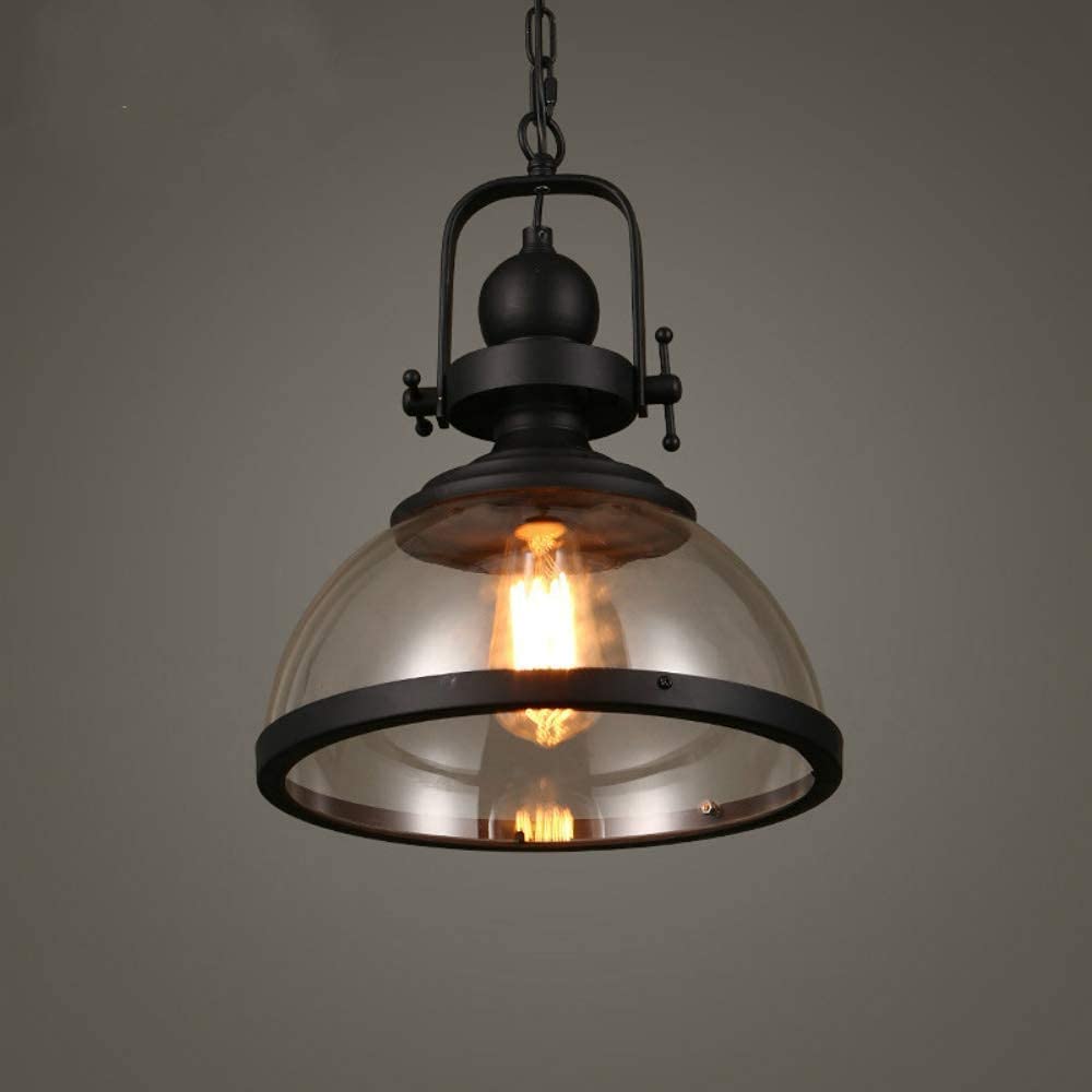 YXWYXWA Black Industry Hanging Porch Light, 1-Light Retro Outdoor with Clear Glass Shade, Exterior Pendant Lighting for Gazebo Patio Kitchen Dining Bedroom Interesting