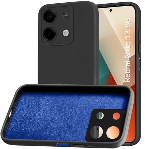 Image of TheGiftKart Liquid Silicon Back Cover Case for Mi Redmi Note 13 5G | Stylish Camera Protection Module | Micro-Fibre Lining Inside | Shockproof Back Cover Case for Redmi Note 13 5G (Silicone, Black)