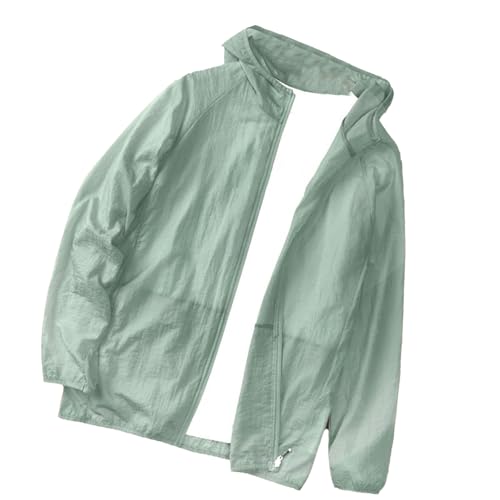 Mymyguoe Chaqueta de verano para hombre, fina, protección solar, chaqueta monocolor, chaqueta deportiva aireada, chaqueta deportiva con capucha, chaqueta de entrenamiento con cremallera para bicicleta