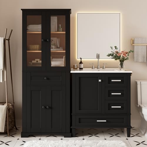 Virubi 67.57" Tall Bathroom Storage Cabinet & 30" Bathroom Vanity