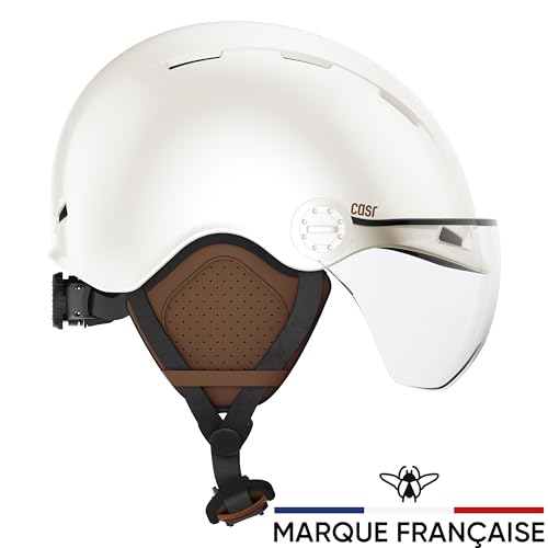 CASR Style - Urbaner Lifestyle-Helm für Fahrrad & E-Scooter - Transparentes Visier & Abnehmbare Ohrpolster - Optimaler Komfort für Damen & Herren - Creme - Größe L