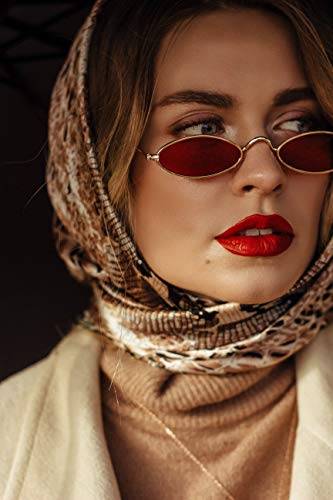 Image of COASION Vintage Small Oval Aesthetic Sunglasses Retro for Women Men Hippie Cool Metal Frame Sun Glasses