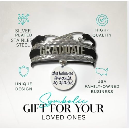 Infinity Collection Graduation Bracelet Gift Graduate Jewelry for Her, Class of 2025 Keepsake, Adjustable Charm Bracelet for Women & Girls4