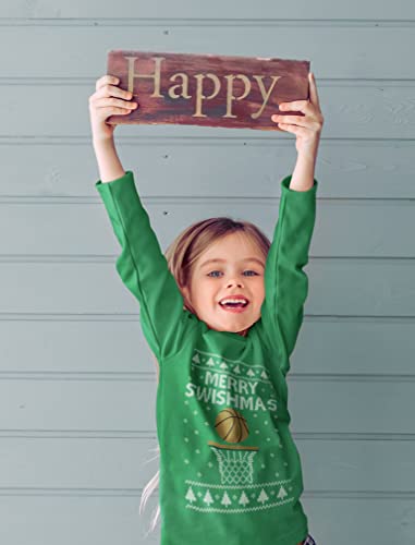 Tstars Merry Swishmas Boys Ugly Christmas Sweater Style Basketball Xmas Holiday Youth Kids Long Sleeve T-Shirt4