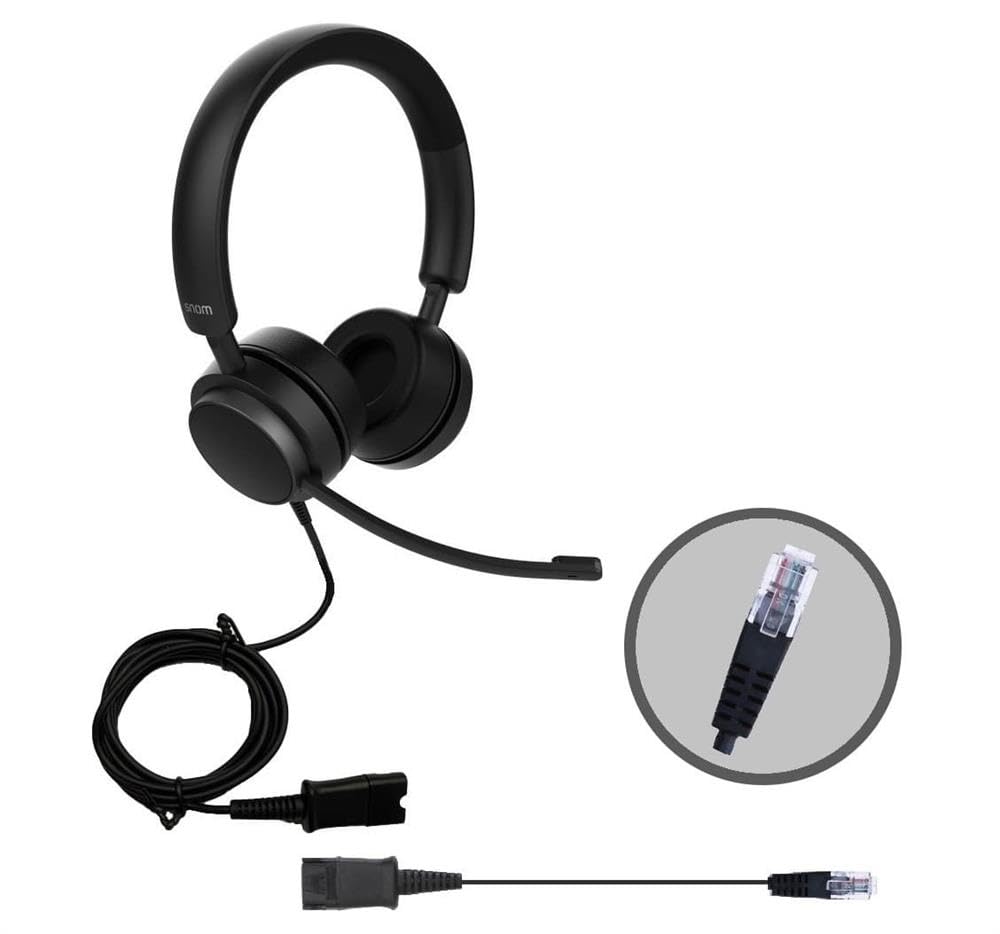 Snom A310D Cuffie Auricolari con Cavo per Call Center e Uffici - cuffie con microfono a cancellazione del rumore e audio HD - Leggere e Confortevoli per Uso Intensivo - Compatibili con Telefoni Snom