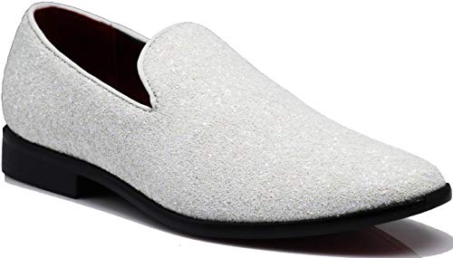 Image of SPK04 Men's Vintage Glitter Dress Loafers Slip On Shoes Classic Tuxedo Dress Shoes