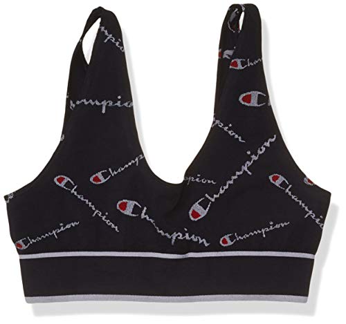 Champion LIFE Women's Sweatshirt Bralette - Print Bra, Tossed Script Navy, X Large