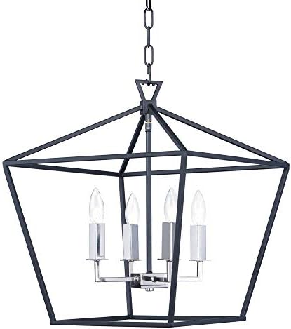 Maxim Abode-Four Light Chandelier-17.75 Inches Wide by 20.75 inches high-Textured Black/Polished Nickel Finish -Traditional