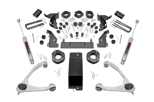 Rough Country 4.75 Inch Lift Kit Combo for Chevy/GMC 1500 w/Stock Cast Aluminum Control Arms (2014-2015) - Includes Aluminum Finish Control Arms by Rough Country - Used condition - US$702.54