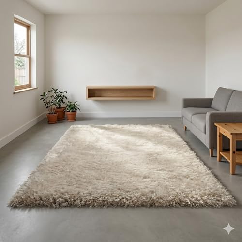 Image of Luxury Shaggy Area Rug, Ultra Soft 1.5 Inch High-Pile Plush Carpet for Bedroom, Fluffy Non-Slip Room Decor, Large Shag Rug for Nursery & Living Room(3x5 Feet, ivory90)