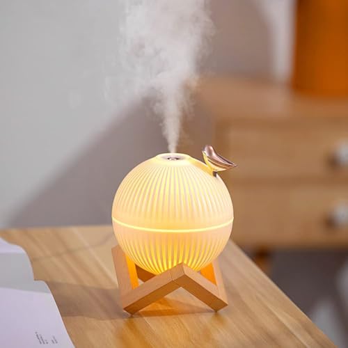 Image of Bedroom Humidifier for Sleep Essential Oil Diffuser with Flame Effect Night Light Ultrasonic Cool Mist Air Quiet USB Auto Shut Off Aromatherapy Diffuser (Moon Humidifier)