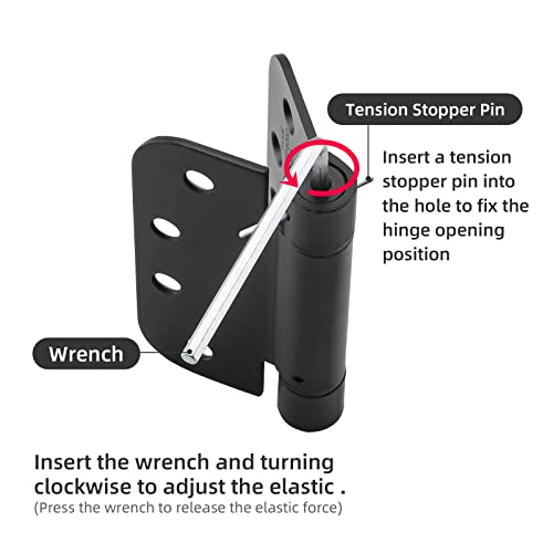Home Master Hardware 4 X 4 Inch Adjustable Spring Door Hinge Self Closing Door Hinges With 5/8 In. Radius Corners Matte Black Finish 2-Pack #TOP2