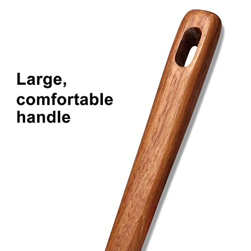 Best Wooden Spoon For Cooking Mixing Spoon Serving Spoons Large Wood Cooking Spoon Non Stick Spoon Kitchen Utensil 12.5 Inch Long Handle Spoons Big Stirring Spoon #TOP4