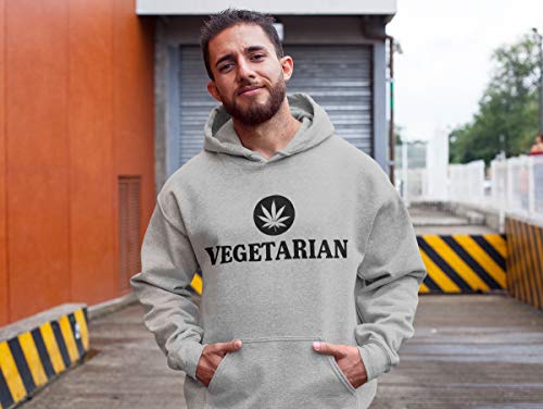 Blusa de Moletom Casaco Vegetarian Vegetariano Unissex Cinza e Preto Tamanho:P