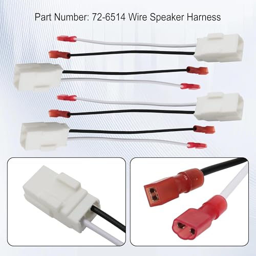 Shtuomoland 4 Pack 72-6514 Speaker Harness Replacement for Jeep Wrangler Chrysler Dodge Ram Modes Front Rear Door Speaker Wiring Harness Adapter